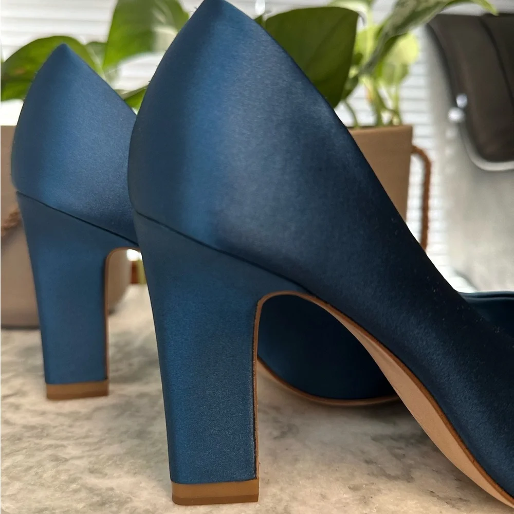 Zara - Satiny Blue Heels - Picture 2 of 7